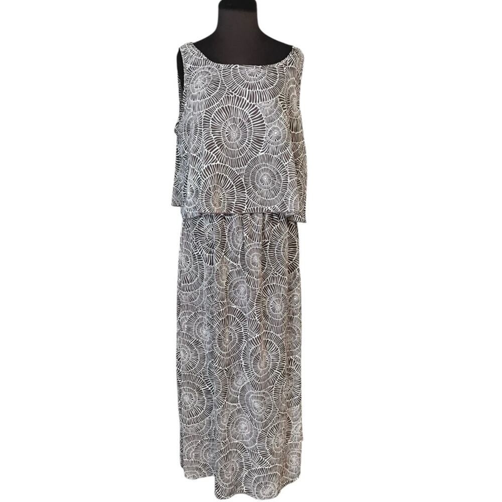 Robert Louis Romantic Flowy Brown Printed Maxi Dress Womens XL Feminine Boho